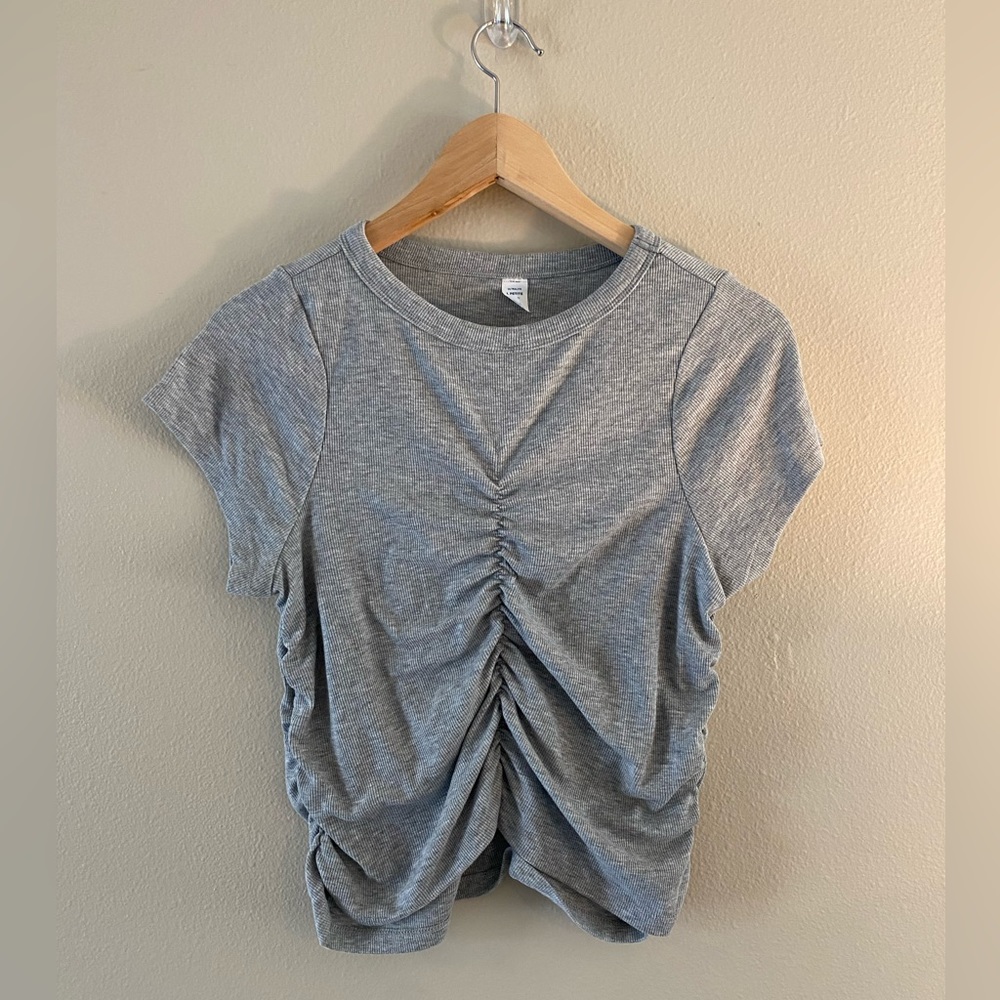Ruched Heather Gray Crop Top From Old Navy In Large Petite